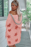 Apricot Floral Print Lightweight Knit Hooded Sweater