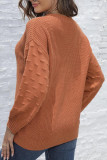 Brown Crew Neck Knitting Pullover Sweater 