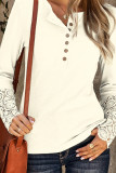 Lace Crochet Sleeves Patchwork Henley Top