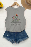 Book with Flowers Print Tank Top