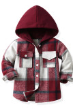 Plaid Hooded Button Kids Jacket