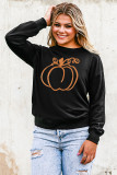 Black Glitter Halloween Pumpkin Graphic Sweatshirt