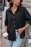 Eyelet Cable Button Shirt Blouse 