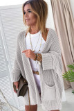 Gray Oversized Fold Over Sleeve Sweater Cardigan
