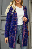 Plaid Tassle Knitting Cardigan 