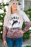 Red HOWDY COWBOYS Tie Dye Print Graphic Sweatshirt