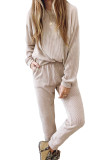 Apricot Pocketed Drop Shoulder Corded Sweat Suit