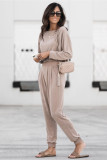 Khaki Casual Pullover and High Waist Pants Outfit