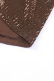 Brown Puff Sleeve Sequin Top
