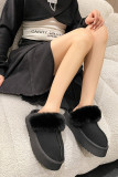 Suede With Fur Slip On Shoes