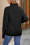 Plain Cable Knit Turtle Neck Sweater 
