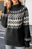 Geometric Knit Turtle Collar Sweater