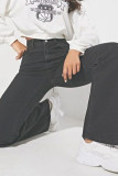 Black Denim Straight Jeans 