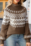 Geometric Knit Turtle Collar Sweater