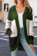 Color Block Pockets Open Knit Cardigan With Hood