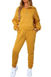Yellow Half Zip Sweatshirt and Sweatpants Sports Set