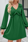 V Neck Ruffle Smocked Dress 