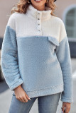 Button Down Color Block Sharpa Sweatshirt