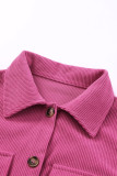 Rose Corduroy Long Sleeve Button up Shirt Dress with Belt