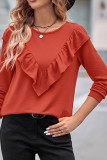 Plain Ruffles Splicing Long Sleeves Top
