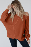 Gold Flame Exposed Seam Patchwork Dolman Sleeve Top