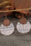 Aztec Moon Shape Wood Earrings 