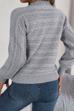 Plain Cut Out V Neck Cable Knit Sweater