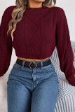 Plain Cable Knit Crop Sweater
