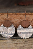 Aztec Moon Shape Wood Earrings 