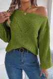 Off Shoulder Lantern Sleeves Knitting Sweater 