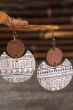 Aztec Moon Shape Wood Earrings 