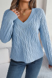 Cable Knit V Neck Pullover Sweater 