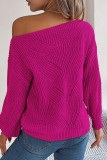 Off Shoulder Lantern Sleeves Knitting Sweater 