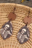 Halloween Skeleton Man Wood Earrings 
