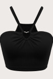 Sleeveless Spaghetti Knitting Crop Top 