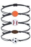 Baseball Metal Pendant Cord Bracelet MOQ 5pcs
