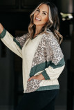 Leopard Colorblock Patchwork Dolman Sleeve Plus Size Top