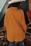 Orange Textured Knit Oversize Flap Pocket Shacket