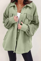 Green Exposed Seam Elbow Patch Oversized Shacket