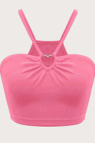 Sleeveless Spaghetti Knitting Crop Top 
