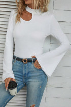 White Side Cut Flare Sleeves Top