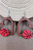 Heart Baseball Wooden Earrings MOQ 5pcs