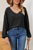 V Neck Long Sleeves Plain Top