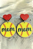 Baseball Mom Heart Wooden Earrings 