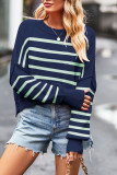 Striped Knit Slope Shoulder Sweater