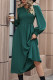 Dark Green Puff Sleeves Splicing Long Dress