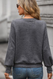 Dark Gray Knittong Long Sleeves Top 