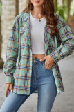 Plaid Hooded Button Up Shirt 