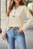 V Neck Button Cable Knit Top 