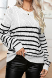 Texture Stripe Knit Pullover Sweater